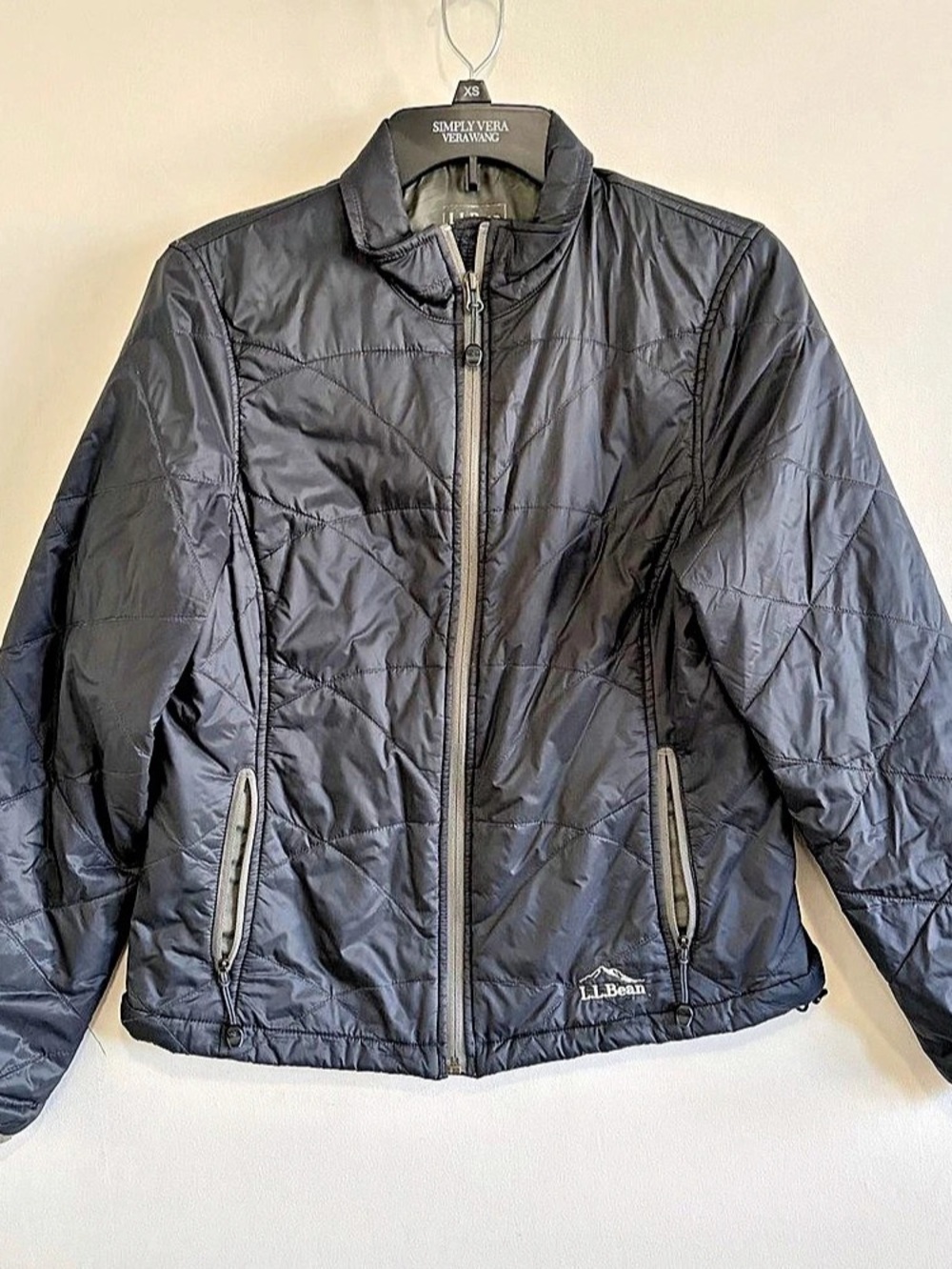 LL Bean Puffer Quilted Jacket Womens XS Gray PrimaLoft Stowaway Packable Hiking